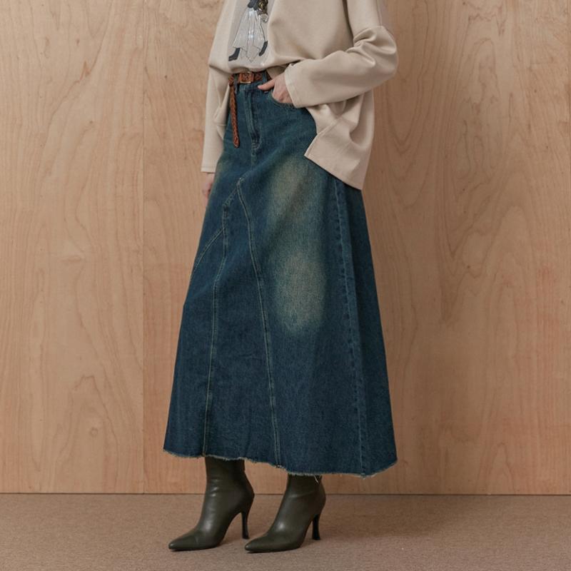 MAxzA NAturAl WAshing A Line Denim Skirt Zc10qs009on