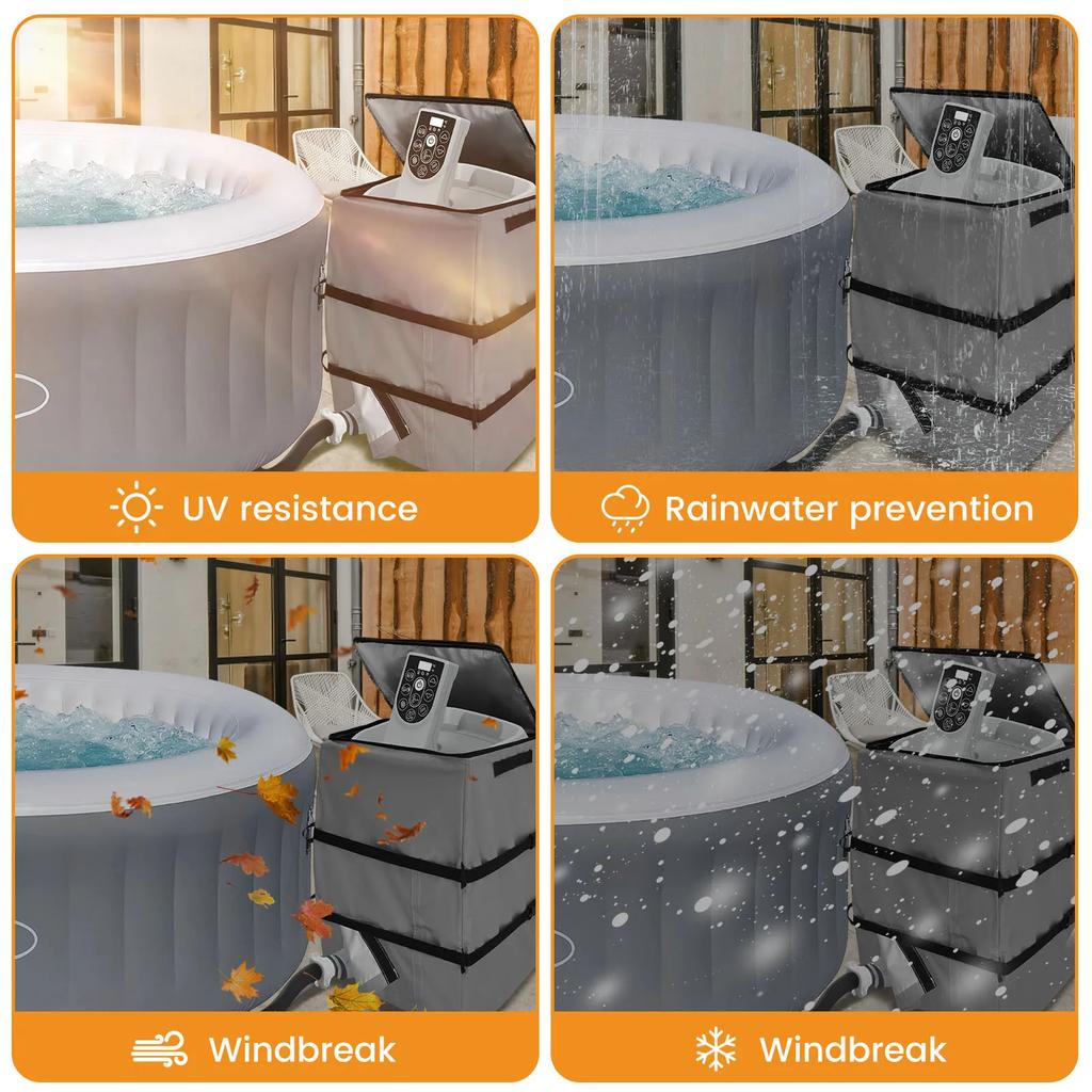 Hot Tub Spa Heater Pump Cover Universal Water Heater Protective Waterproof Insulated Pump Cover For Hot Tub Outdoor Pool Parts
