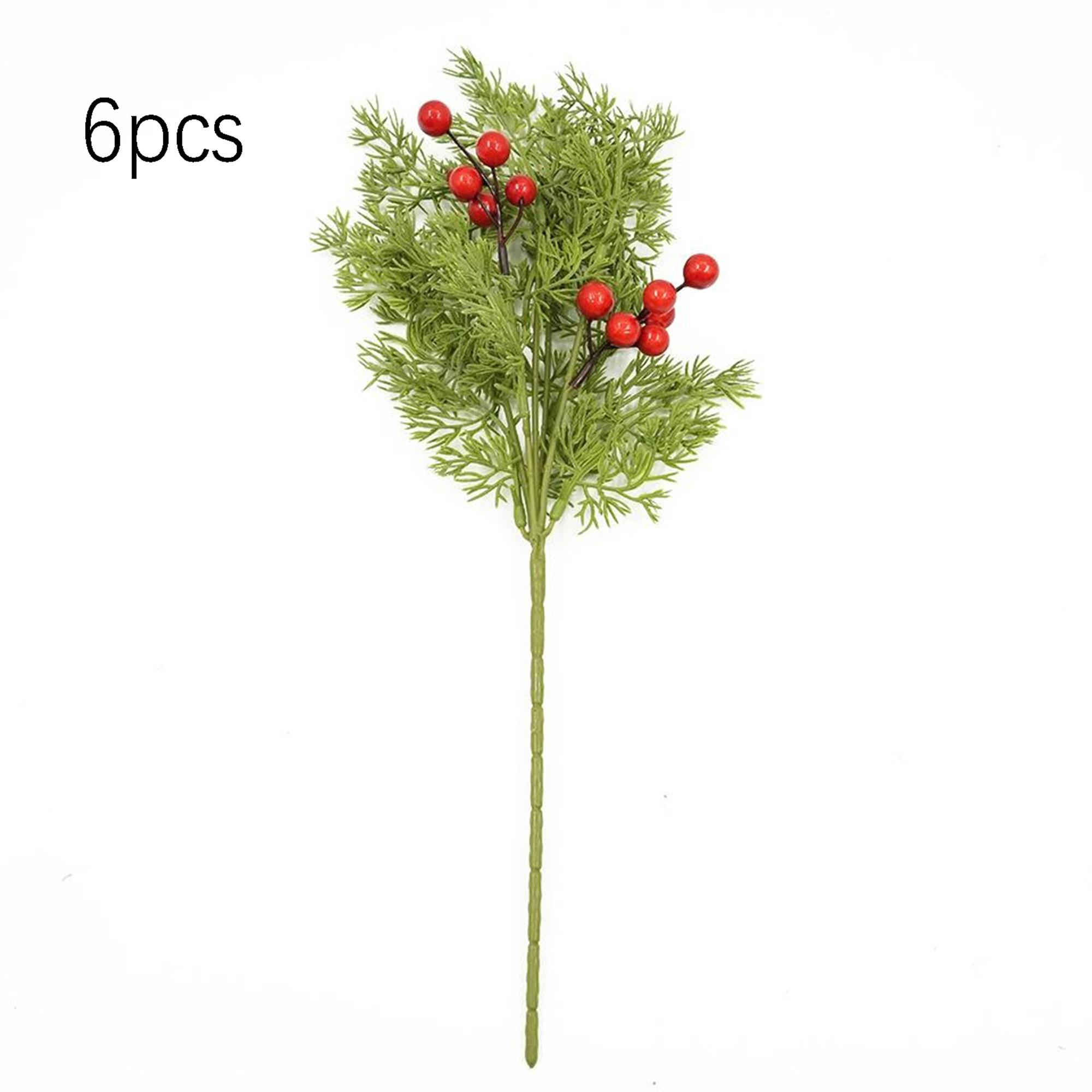 

Праздничные хвойные веточки с красными ягодами для рождественского домашнего декора, украшения стола на офисной вечеринке 40cm зелёный