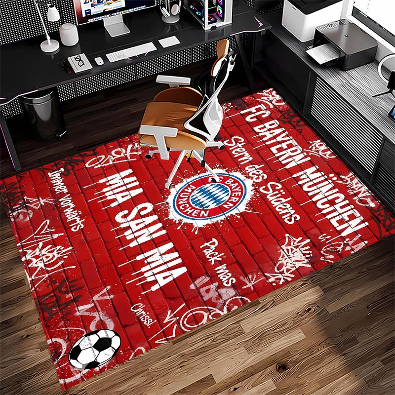 1pc FC Bayern München logo Print Area Rug - Soft,Washable Non-Slip Indoor Mat for Office Chairs,Living Room,Home Office Decorative Rug