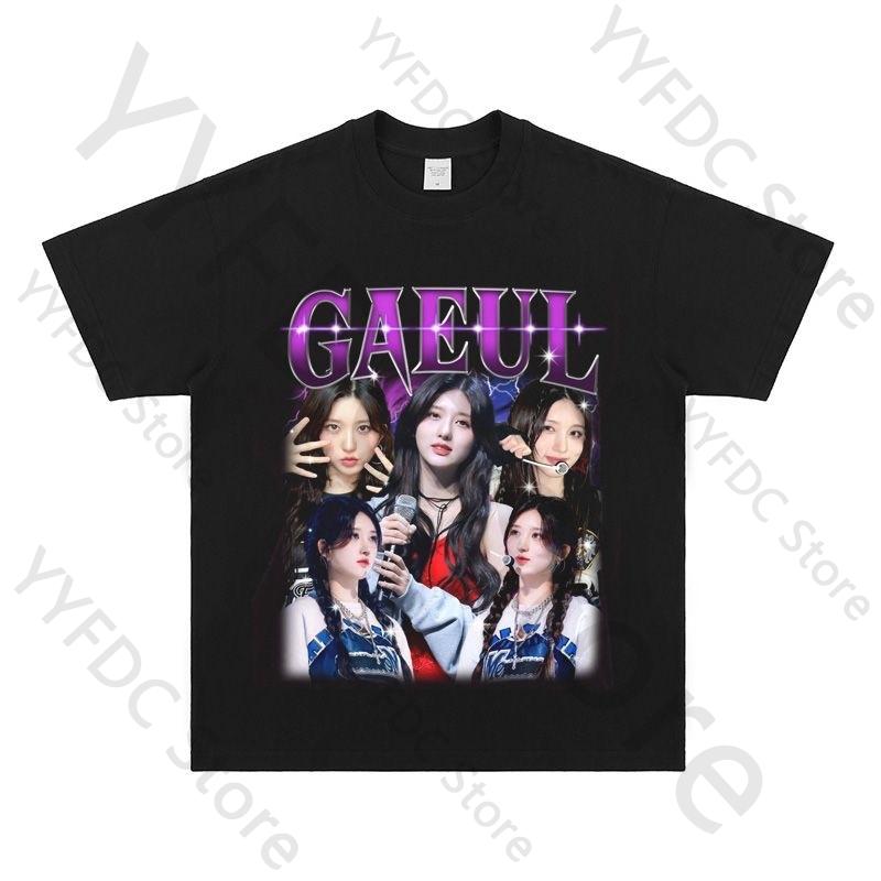 New GAEUL T Shirt Streetwear Retro Trend Y2K Tshirt Women Unisex Summer Cotton Short Sleeve Tee Tops Kpop Fashion Fans Clothes