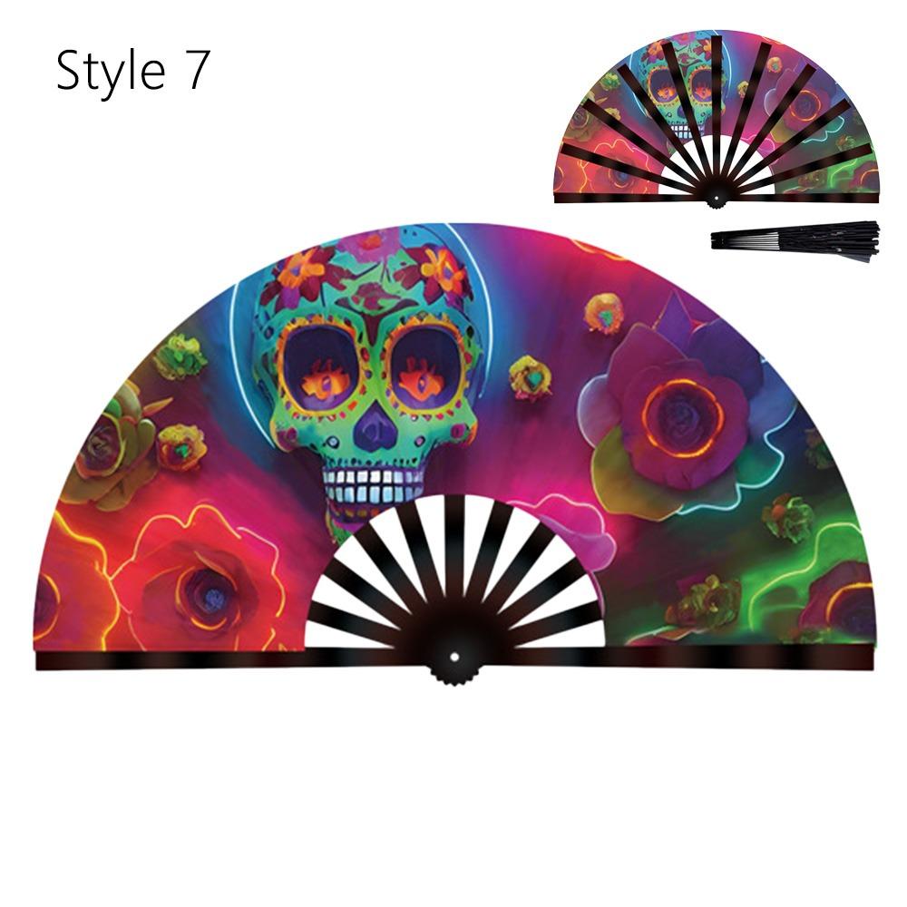 

Складной веер для тай-чи с УФ-свечением и блестками для линейных танцев, вечеринок и мероприятий Style 7