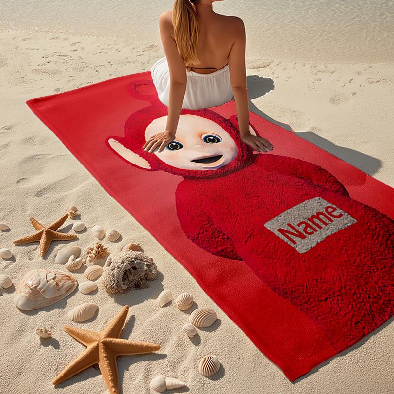Custom Name Ultra-Soft Beach Towel with Teletubbies Theme,Ideal for Pool - Camping, Diving - Perfect Travel Essential, Vibrant Beach Towel.
