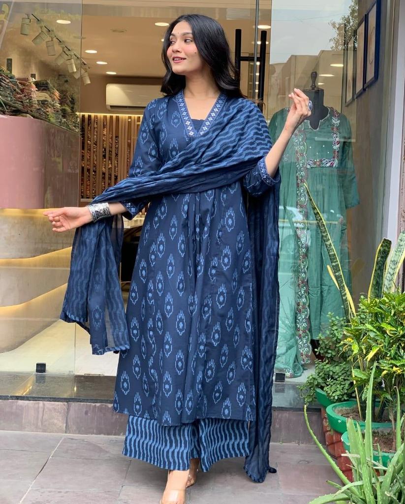 Indian Women Designer Kurta Pant Dupatta Set Bollywood Top Tunic Kurti Salwar Suit Dress