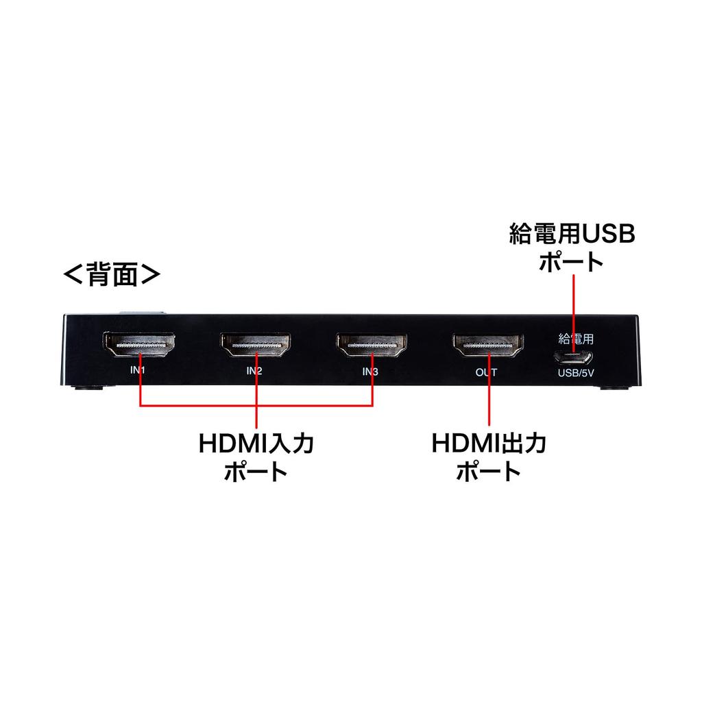 Sanwa Supply and HDCP Compatible HDMI Switch 1 SW-HDR31LN 4K, HDR, 2.2 (3 Inputs, Output)