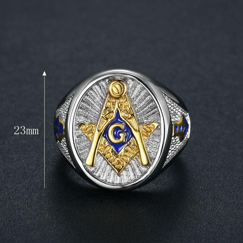 Two Tone Titanium Steel Masonic Freemasonry Ring for Men Jewelry Gold Silver Color Drop Shipping