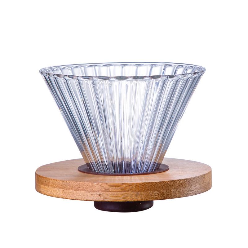 Heat-resistant glass V60 coffee filter cup color fan funnel stripe filter color stripe filter single unit