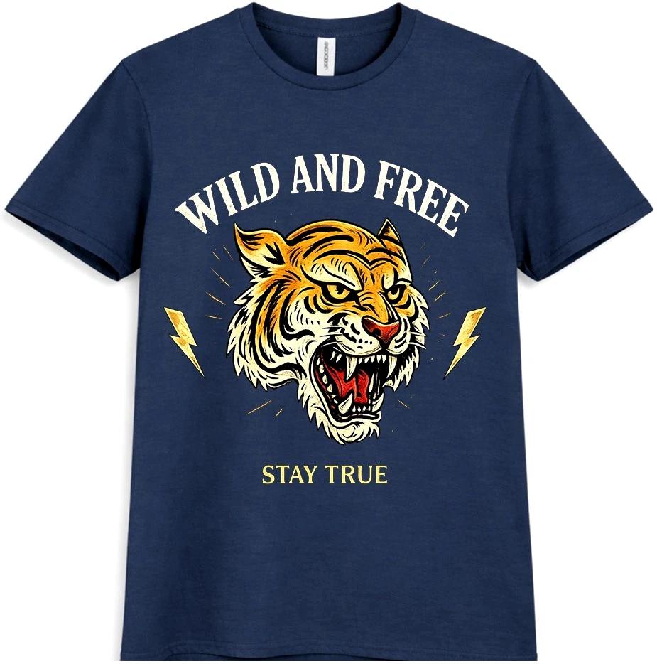 Tiger T-Shirt Roaring Big Cat Animal Lover Gift Wildlife Nature Graphic Tee M
