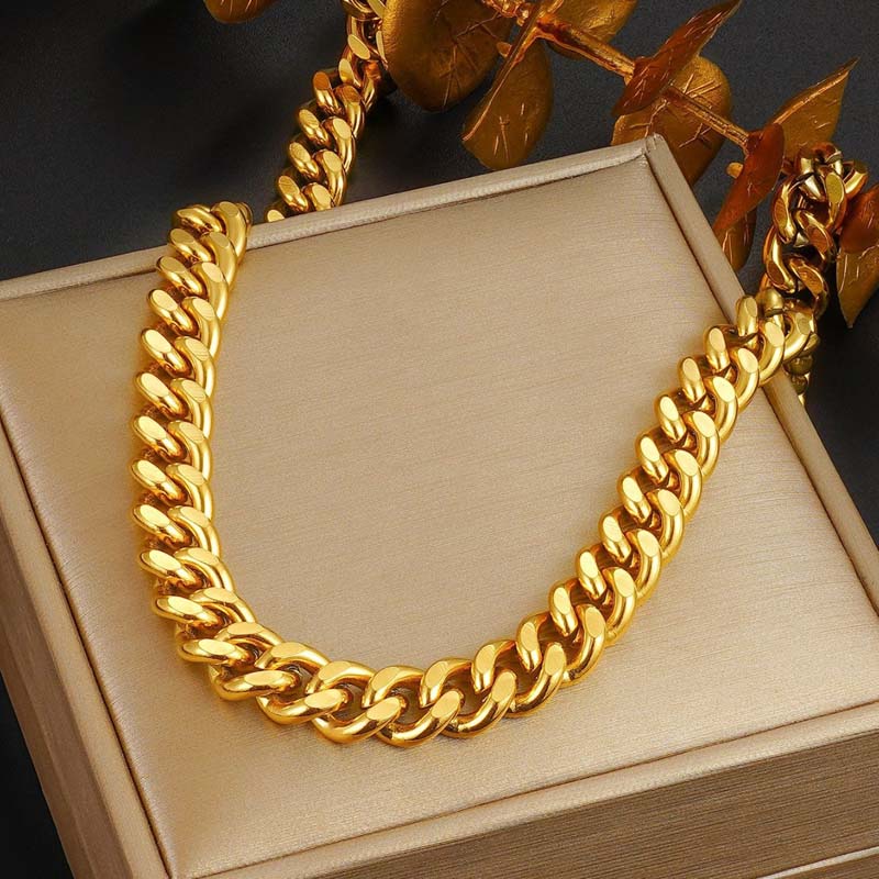 Stainless Steel Metal Cuban Chain Bracelets For Men Women Punk Hip Hop Gold Color Thick Link Chain Bracelet Jewelry Gift