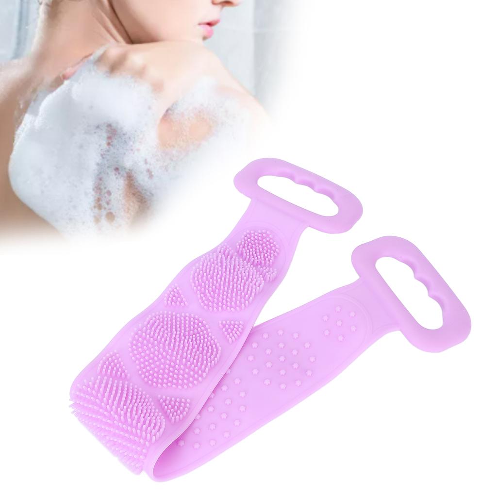 Silicone Back Scrubber Double Sided Bath Shower Exfoliating Back Cleaning Belt Strap for Men Women