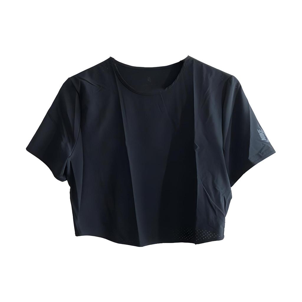 Nike Solid Breathable Short Sleeve T-Shirt Women Tops Black AH7222-010