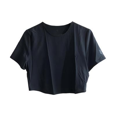 Solid Breathable Short Sleeve T-Shirt Women Tops Black AH7222-010