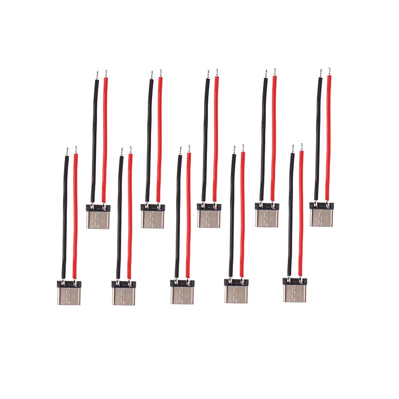 10Pcs Micro Usb Type-C 2Pin Horizontal 2P Simple Soldered Male Plug-In Board Quick Charging Connector