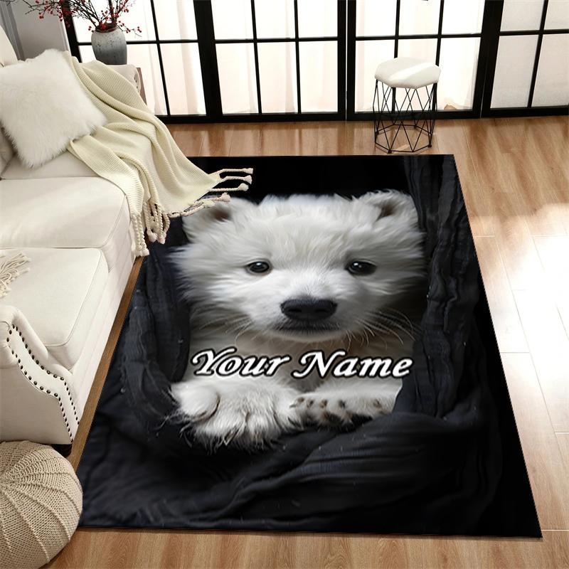 1PC Custom Name Polar Bear Cub Adventure Theme Floor Mat Ideal for Living Room, Game Rooms, Office, Bedroom, Office Floor Mat , Floor Mats for Home