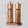 European-style Acacia Wood Pepper Grinder with Ceramic Core and Steel Ring Coarse and Fine Manual Grinder Set Kitchen Accessory
