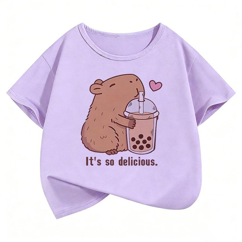 Trendy Frontline Zeer Lekker Capybara Ontwerp Grappig Kortmouwig Kinder Zomer en Lente Casual Top T-shirt 160