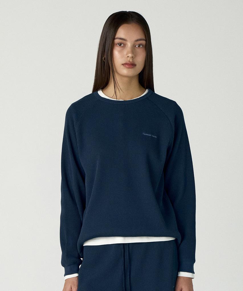 OUTDOOR VOICES Waffle Raglan Long Sleeve Tee (Navy)