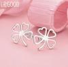925 Sterling Silver Fashion Gift Four Leaf Clover Piercing Earrings Wedding Jewelry
