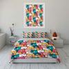 Cartoon Bear Faces Pattern Bedding Duvet Cover Set  (1*Duvet Cover 2*Pillowcases, Without Duvet Insert)