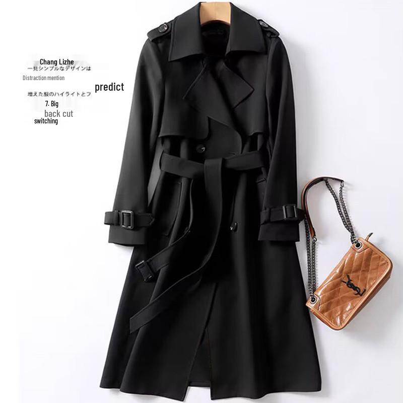 Women's Mid-Length Korean-Style Trench Coat, Plus Size & Petite, Trendy British Over-the-Knee Outerwear