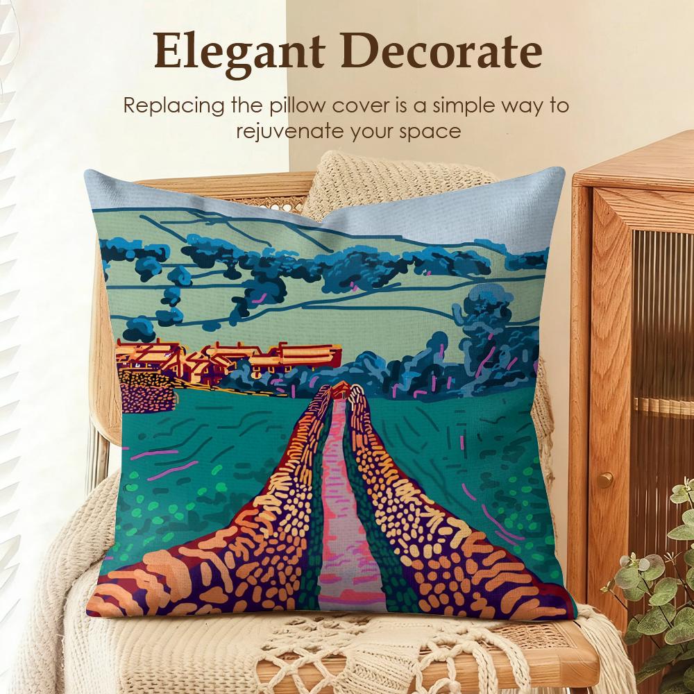 Art DDavid Hockney Cushion Cover Natural Linen Organic Fabric DoubleSided Printing Sofa Home Decor Gift Pillow Case