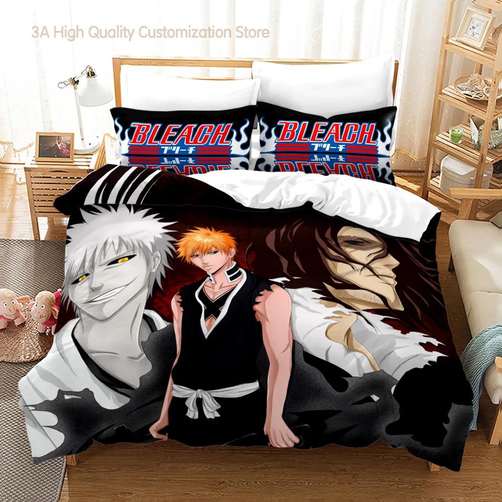 

Comforter Bleach Bedding Set Single Twin Full Queen King Size Bleach Anime Bleach Bed Sets Aldult Boys Bedroom Comforter (quilt)-EU Single(135*200cm)3pcs
