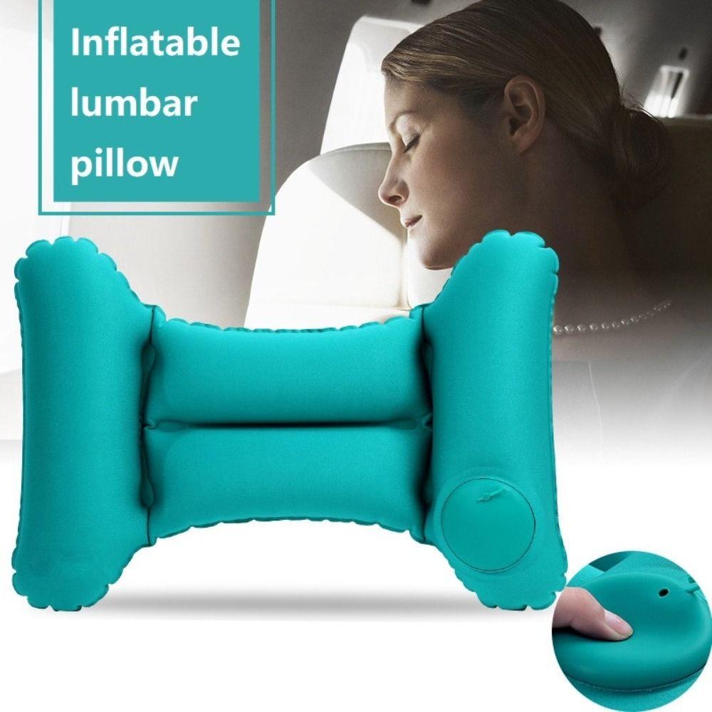 New Flocking PVC Inflation Lumbar Pillow H-type Inflatable Aircraft Lumbar Pad Grey Blue Nursing Waist Pillow Office