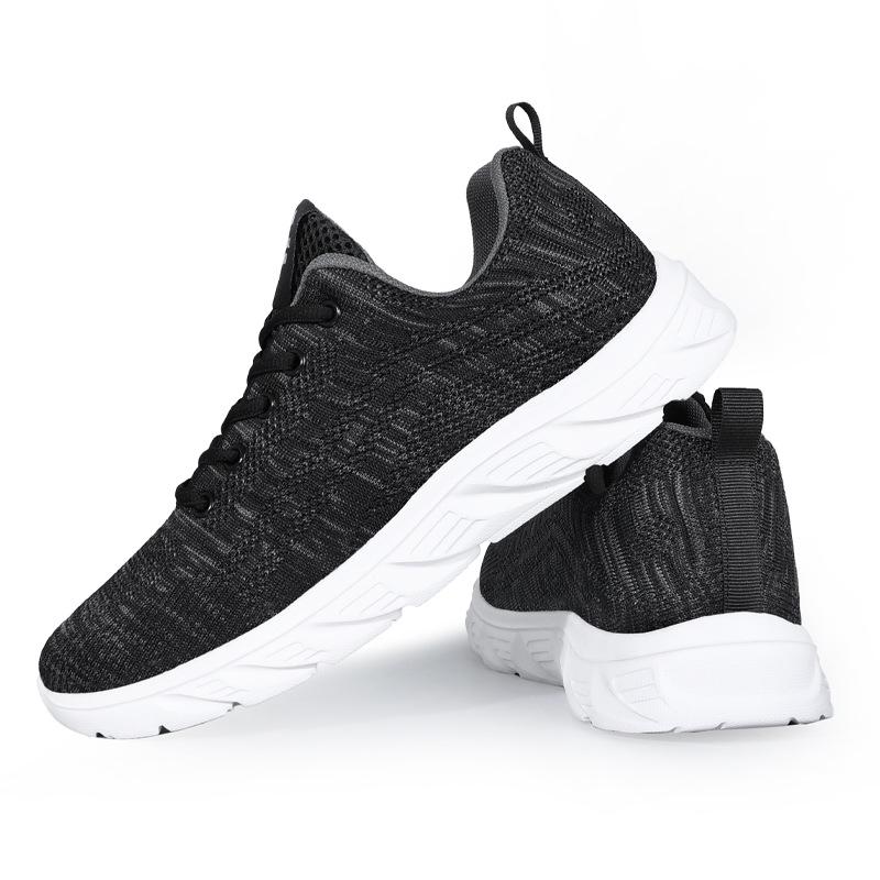 

Cross-Border Plus Size Men s Flyknit Running Sneakers: Shock-Absorbing, Non-Slip, Soft Sole, Breathable Mesh 40 чорний колір сірий