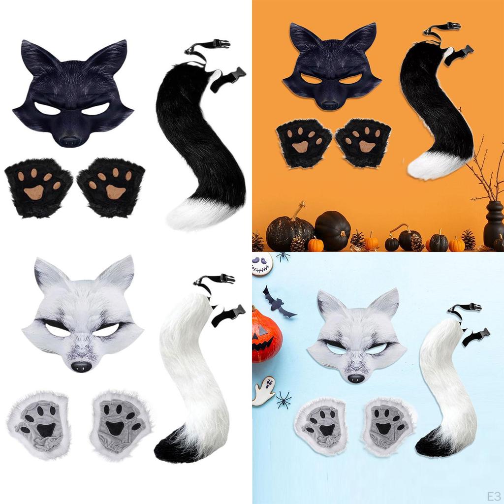Cat Mask And Tail Set for Girls Halloween Costume Fun