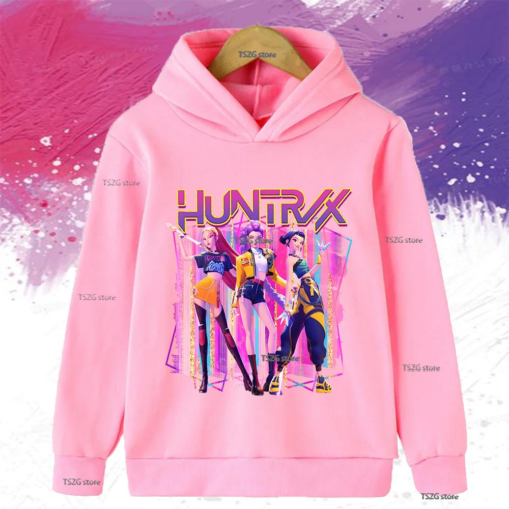 Autumn KPop Demon Hunters Printed Kids Hoodies Boys Girls Clothes Warm Fleece Sweatshirt Casual Children's Hooded Christmas Gift