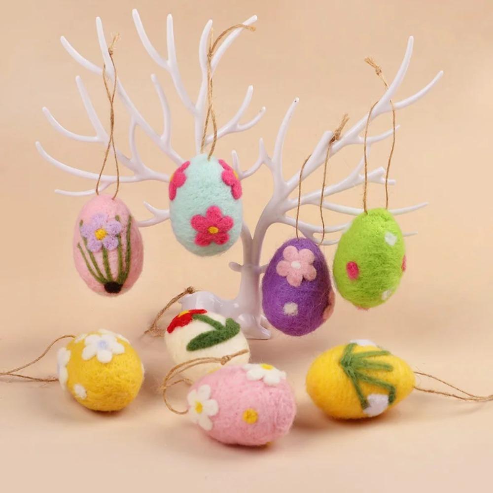12dílný Velikonoční závěsný vajíčko s květinovým bodkovaným vzorem DIY Velikonoční vajíčkové ozdoby Dětský dárek