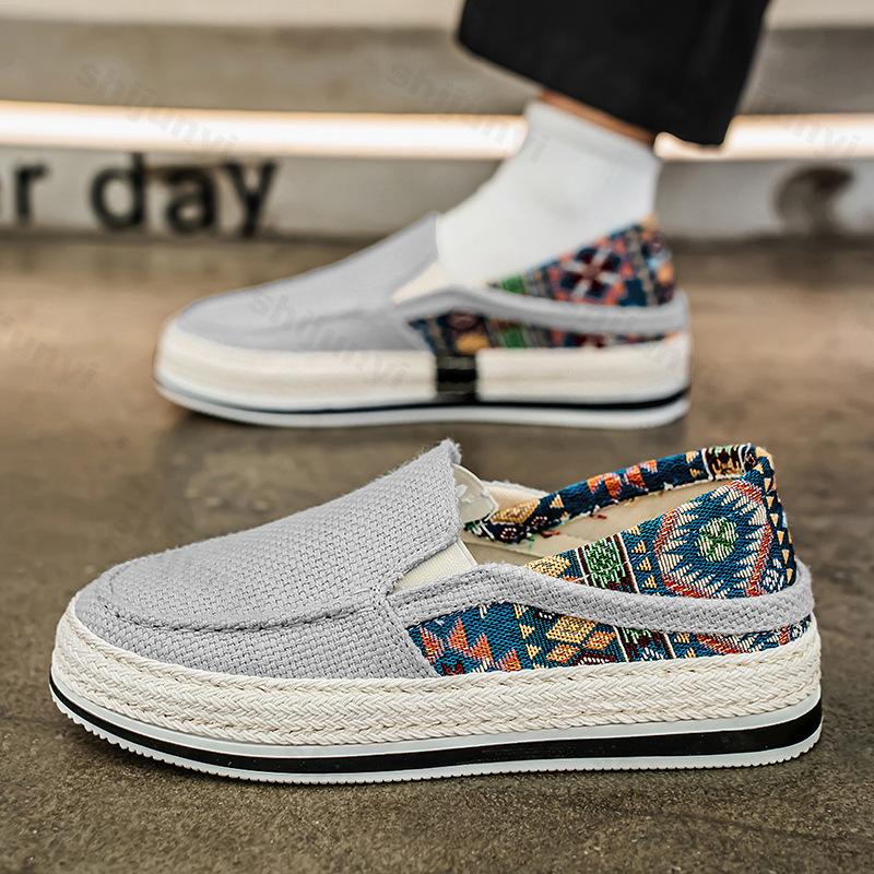 Fashion 2025 Autumn New Men's Woven Design Low Top Loafer Fashion Trend Versatile Mesh Breathable Comfortable Slip on Platform sneakers
