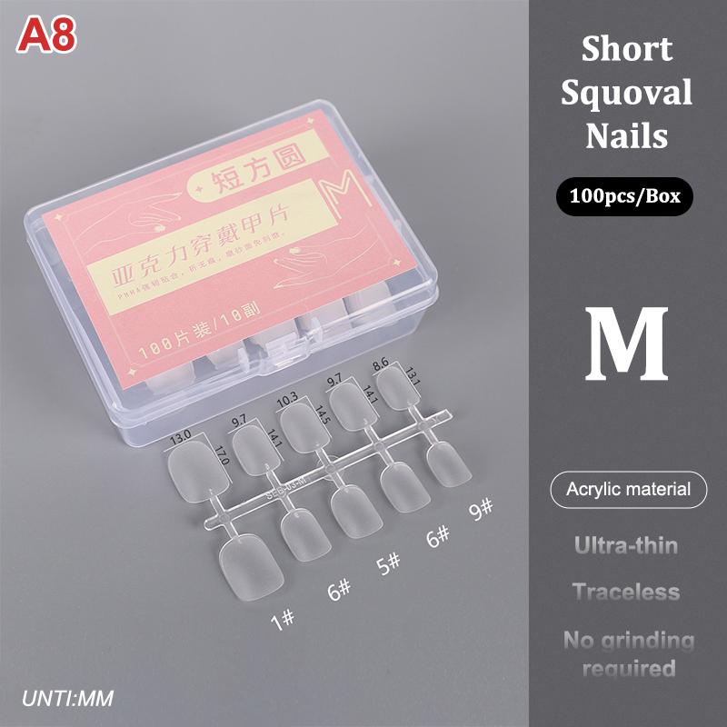 100Pcs/Box Matte Fake Nails No Polishing Press On False Nails Medium Short Design High Matt Soft Gel Nail Tips For Extension