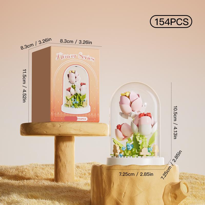 Knyysecq Micro Particle Construction Block Flower Parent-Child Interactive Plaything Eternal Construction Block Flower Children S Plaything Gift
