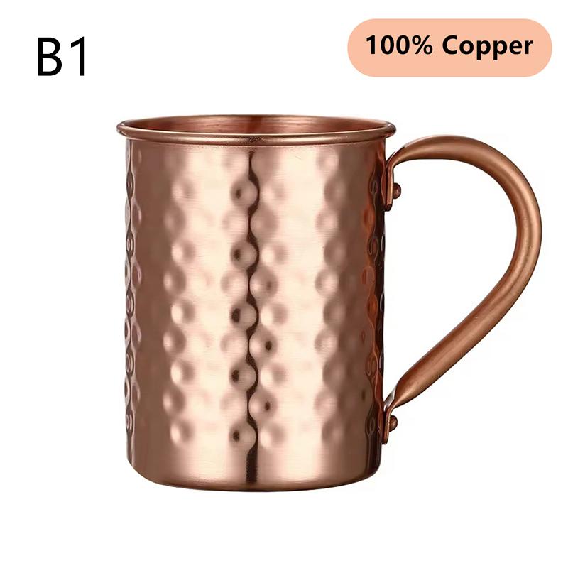 500Ml 100% Copper Moscow Mule Mug Cocktail Wine Cup Hammered Coppery Beer Mugs Coffee Mug Milk Cup Bar Cup Drinkware Durable
