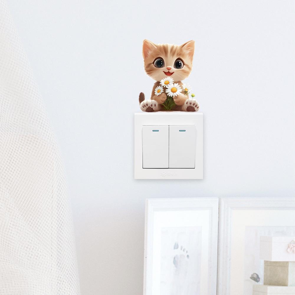Cartoon Kitten Waterproof Removable Wall & Switch Sticker