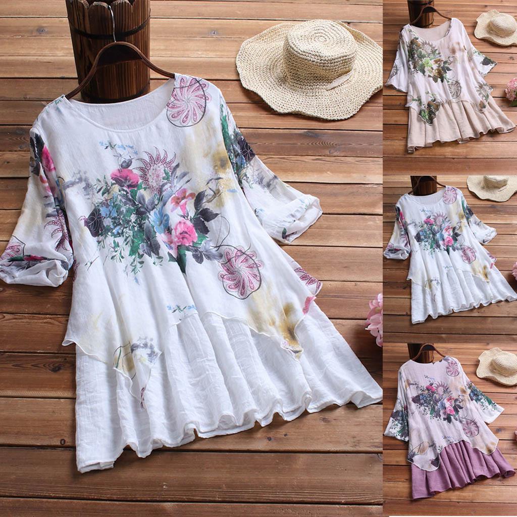 

Женские повседневные рубашки больших размеров с цветочным принтом, блузка, топ