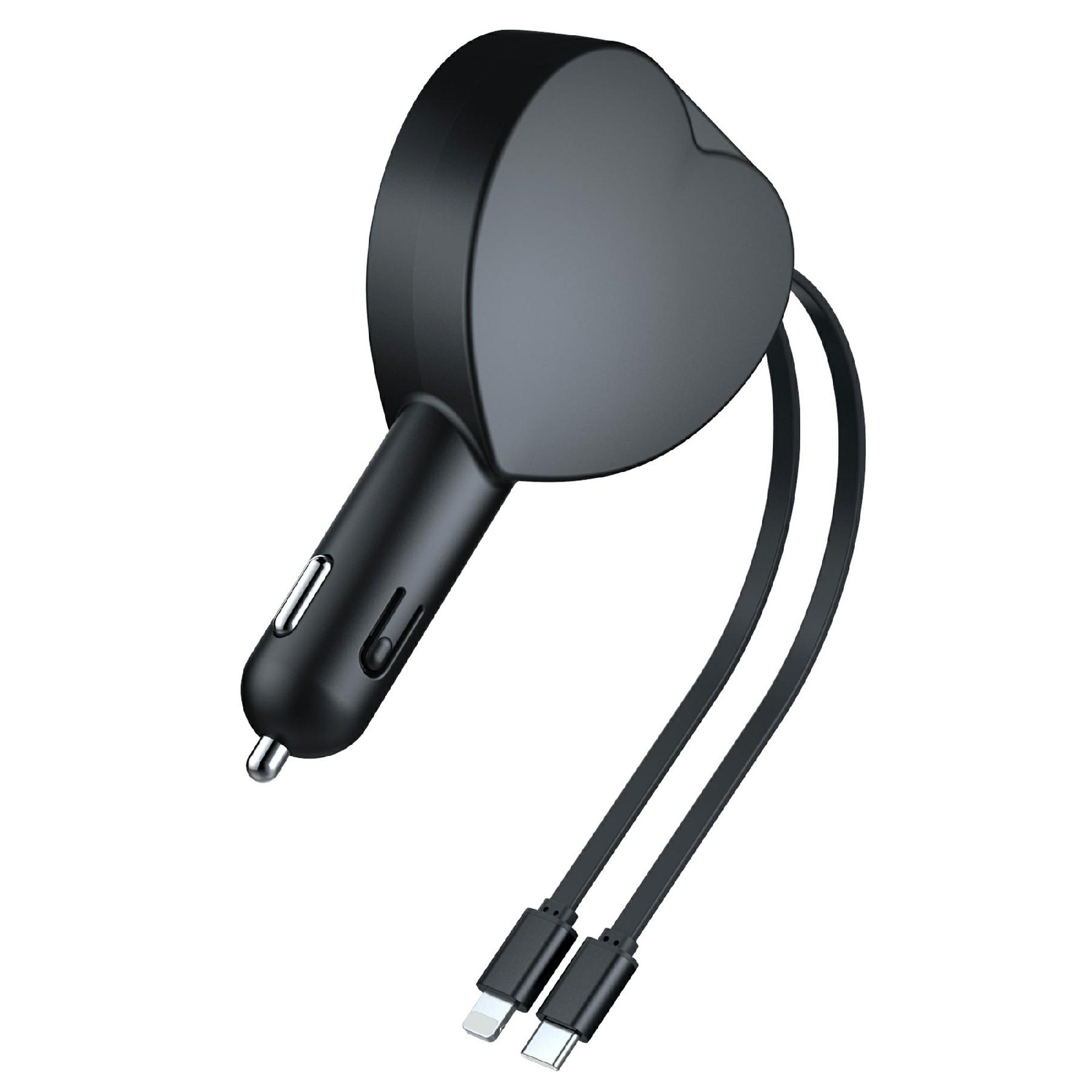 

Y2 Car Bluetooth-compatible MP3 Player Voltage Monitor Hands-Free Call Adapter with Type-C + iP Retractable Cables