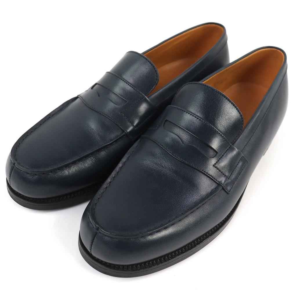 Mocasin J.M WESTON 180 Signature excelent Pantofi din piele Eșarfă bleumarin din cutie Bărbați din piele Folosit