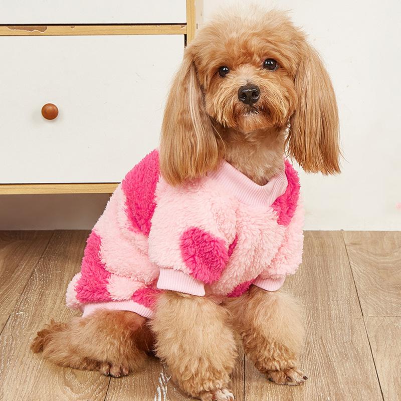 

Heart Dog Coat Print Plush Holiday Dog Clothes Clothing Pet Outfits Cute Autumn Winter Sweet Dog Clothing Dog Print Dog Jackets M белый