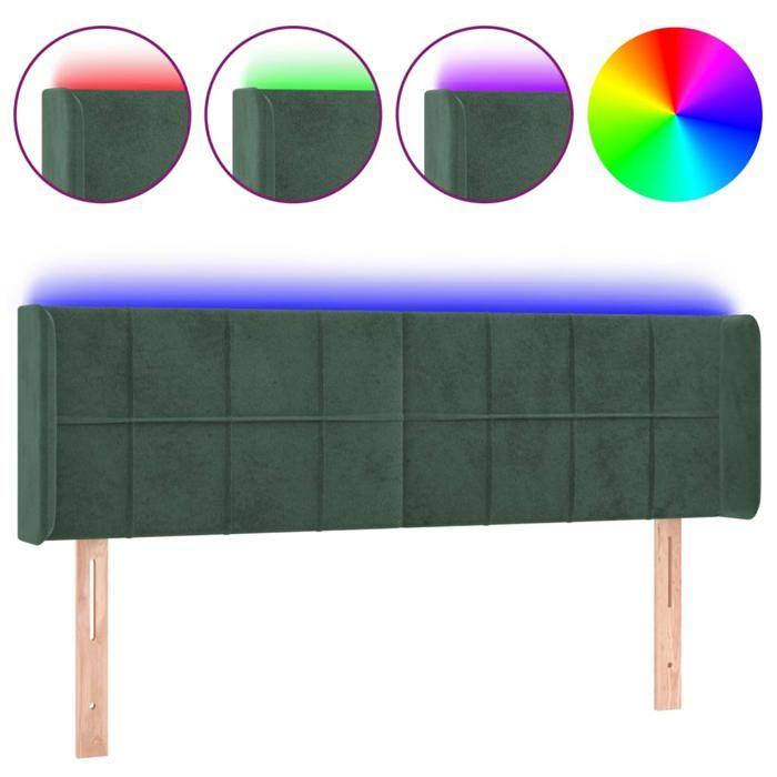VidaXL Tête de Lit à LED Meuble de Chambre à Coucher Accessoire de Lit Double Tête de Cadre de Lit Intérieur Vert Foncé 3123287