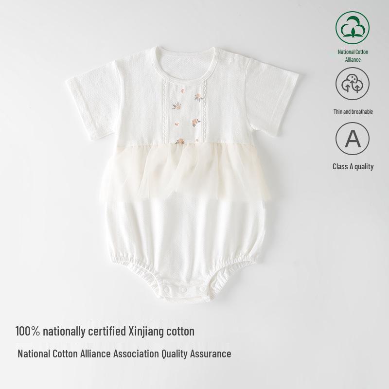 Doraemon Baby Girls' Summer Short-Sleeve Romper - Korean Style