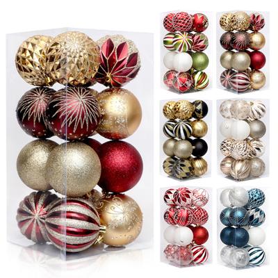 16Pcs Christmas Tree Balls Ornament DIY Accessories Shatterproof 8cm Colored Printed Plastic Ball for Party Scene Layout Christmas Balls