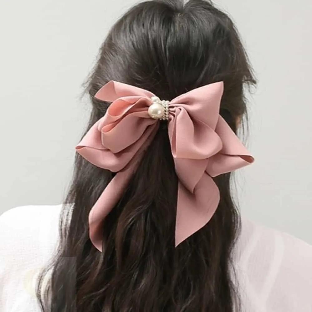 MOONH Half-Up Hairpin Half-Ponytail Pin Hair Accessory Butterfly Pearl Pink Automatic Hairpin