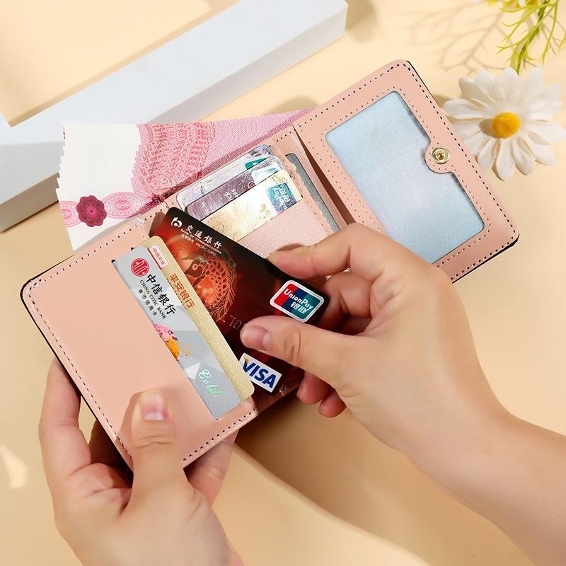 Holographic Fashion Short For Wallet Women Mini Pu Leather Card Holder Foldable Coin Purse Compact Wallet Gift