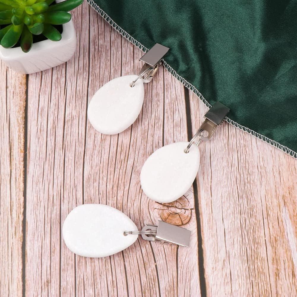 4PCS Decorative Marble Teardrop Tablecloth Weights With Metal Clips Tablecloth Pendant  Picnic