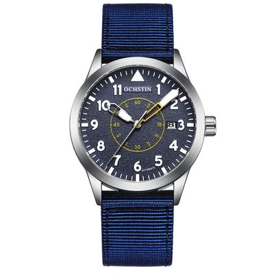 BOLYTE Men's Mechanical Military Watch, Automatic, Analog Display with Automatic Date, Open Heart Design with Premium Nylon Band, N Blue, Military