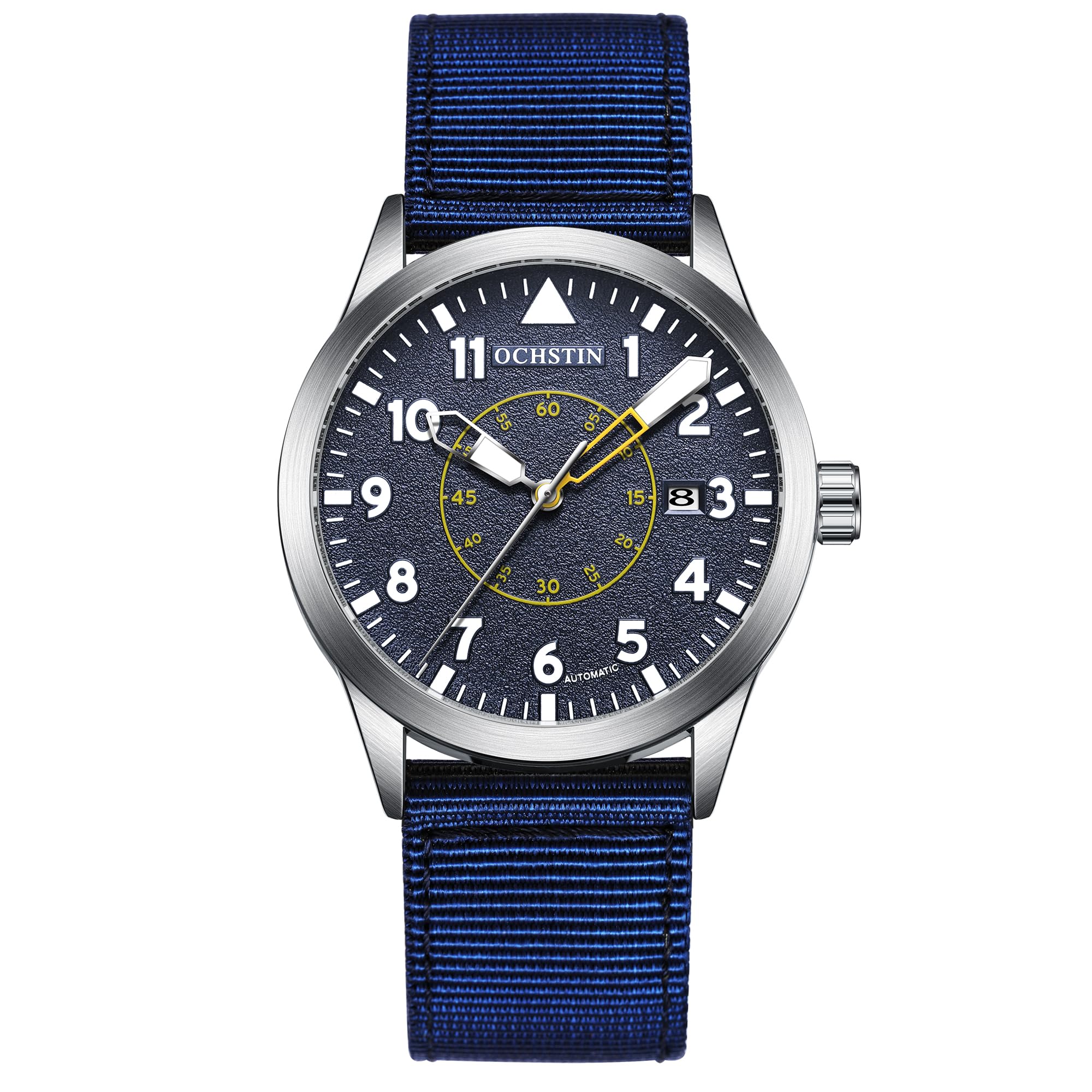 

BOLYTE Мужские механические военные часы, Автоматические, Аналоговый дисплей с автоматической датой, Дизайн «Открытое сердце» с премиальным нейлоновым ремешком, N Синий, Военные