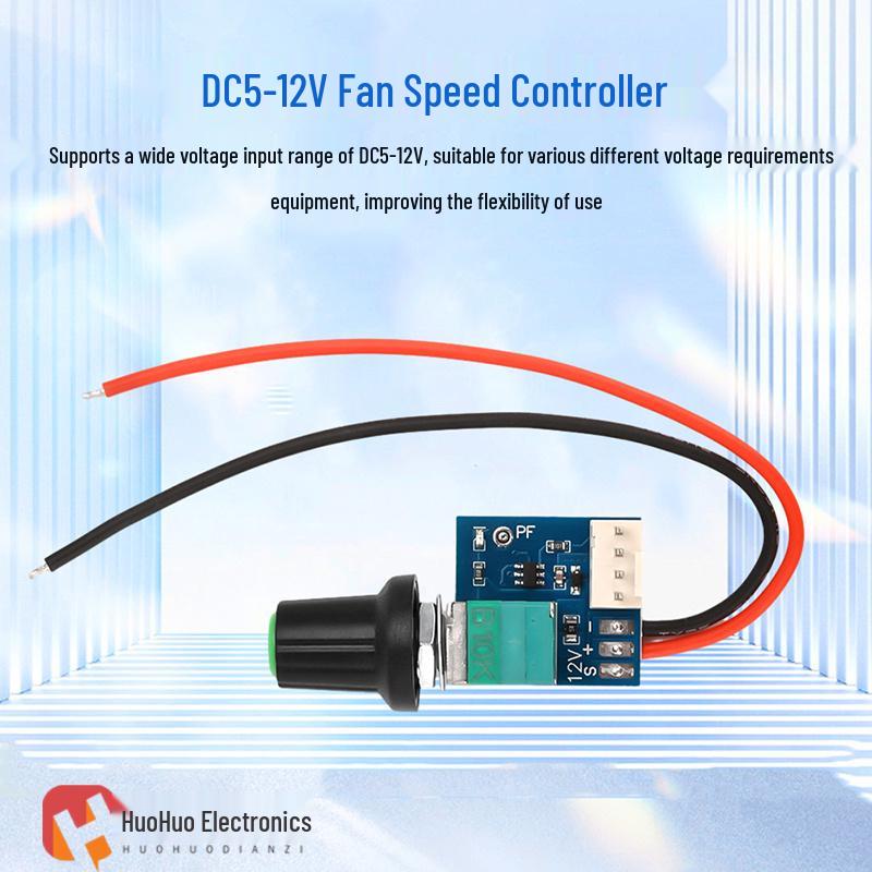 DC5-12V Manual PWM Fan Speed Controller with Switch Case for Noise Reduction and Power Off Capability