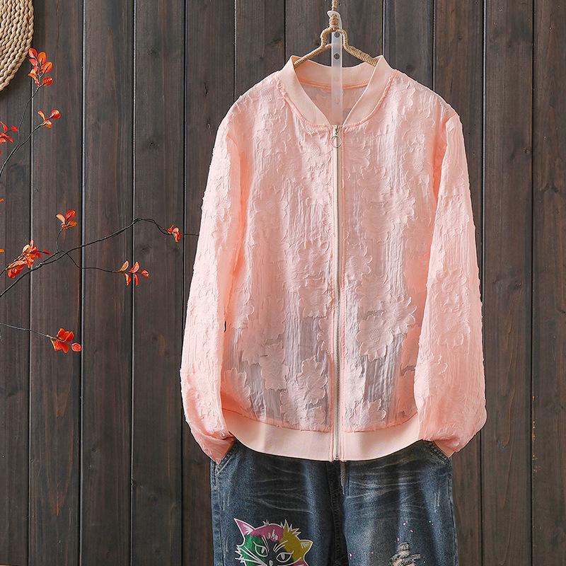 Jacquard Sun Protection Lightweight Korean Style Spring Jacket 2026 M розовый